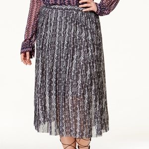 Rachel Roy Pleated Snakeskin Print Skirt